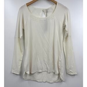 Calia‎ Top Womens Texture Long Sleeve Lace Off White Pullovr Top Size Medium